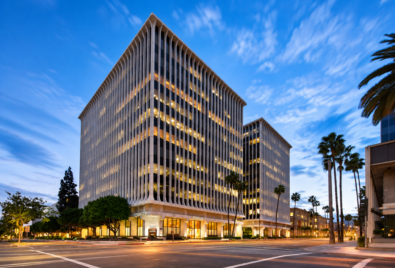 MEP engineering for office architects – 9100 Wilshire ABG Office in Los Angeles, a 10,500-square-foot office tenant improvement with open workspaces, private offices, conference rooms, and a mezzanine.