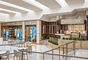 MEP engineering for luxury retail architects – Armani South Coast Plaza 5,400-square-foot luxury retail renovation in Costa Mesa, California with HVAC, power, lighting, and plumbing design.