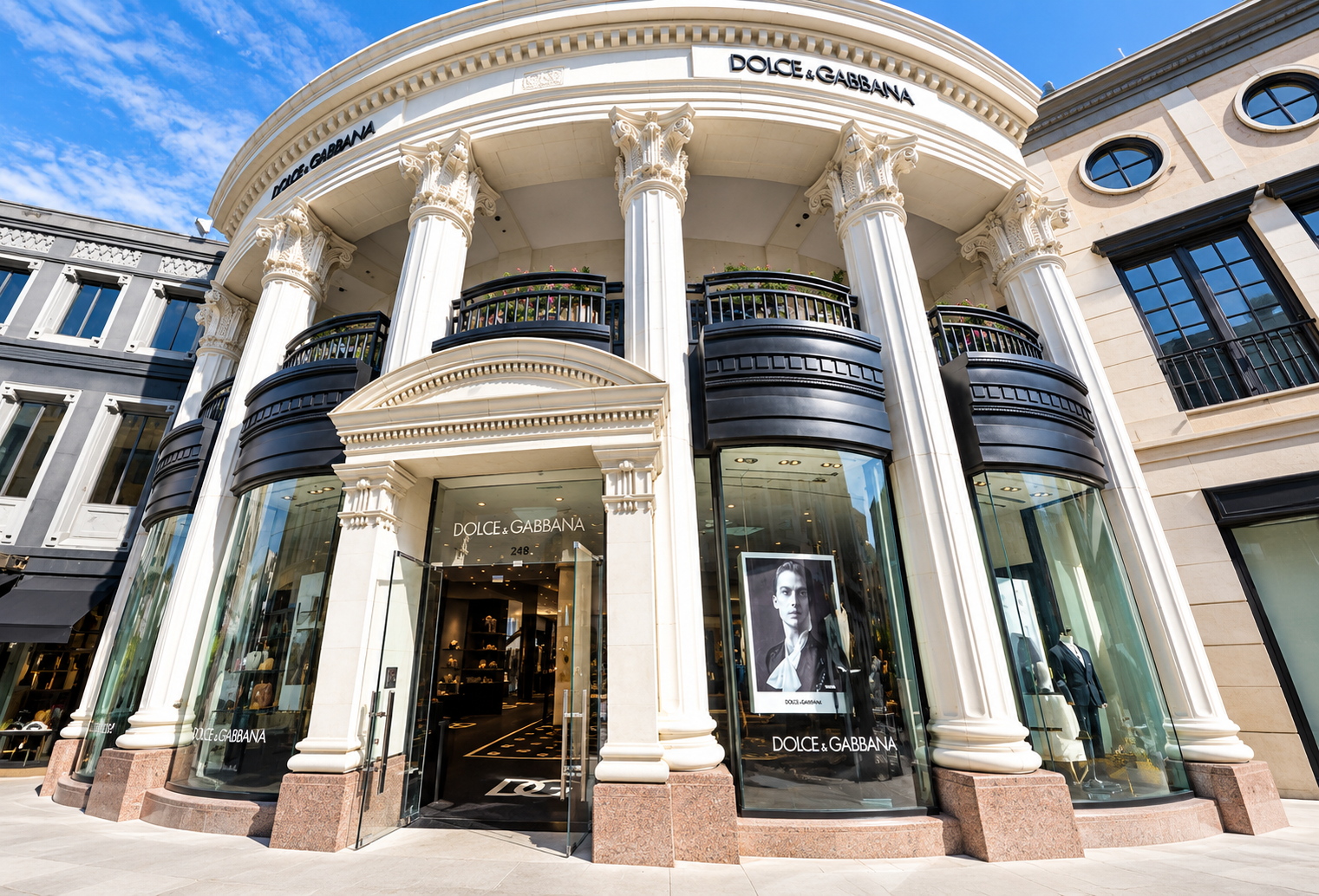 MEP engineering for luxury retail architects – Dolce & Gabbana 9,500-square-foot, two-story temporary store renovation on Rodeo Drive in Beverly Hills.